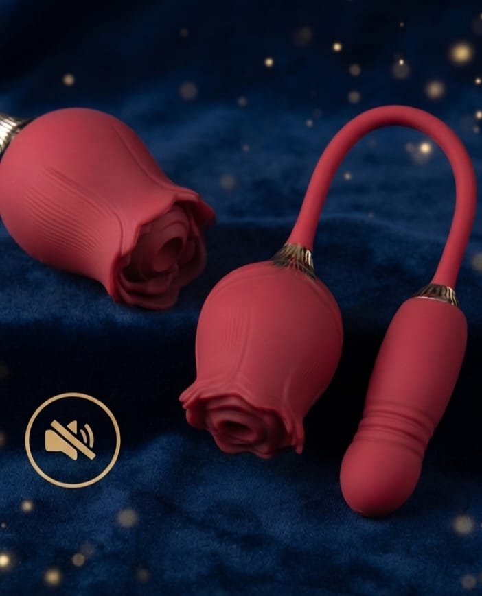 Rose suction vibrator with dildo