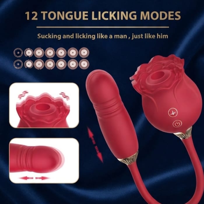 Rose suction vibrator with dildo