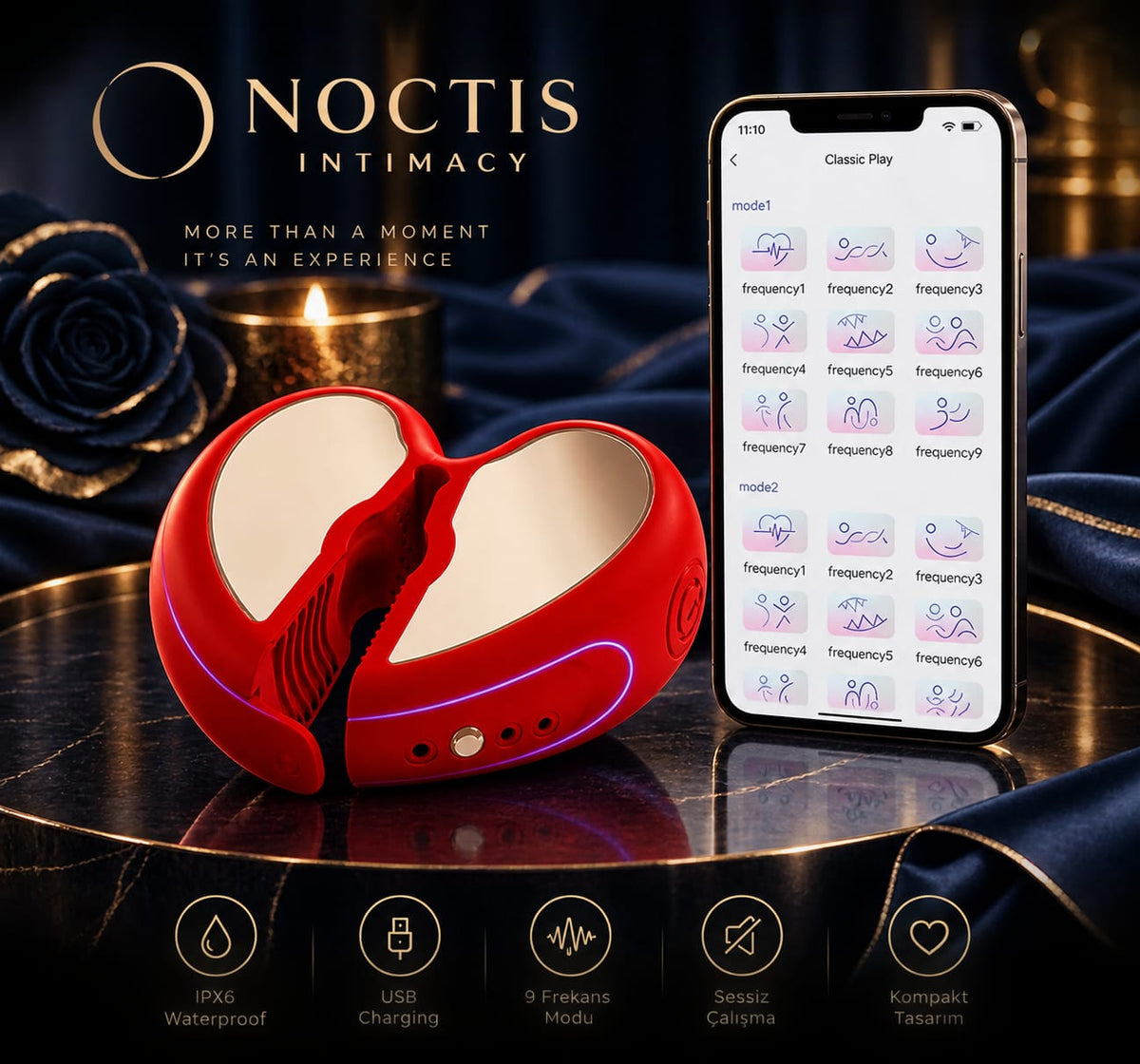 Herzförmiger App-gesteuerter Doppel-Vibrator