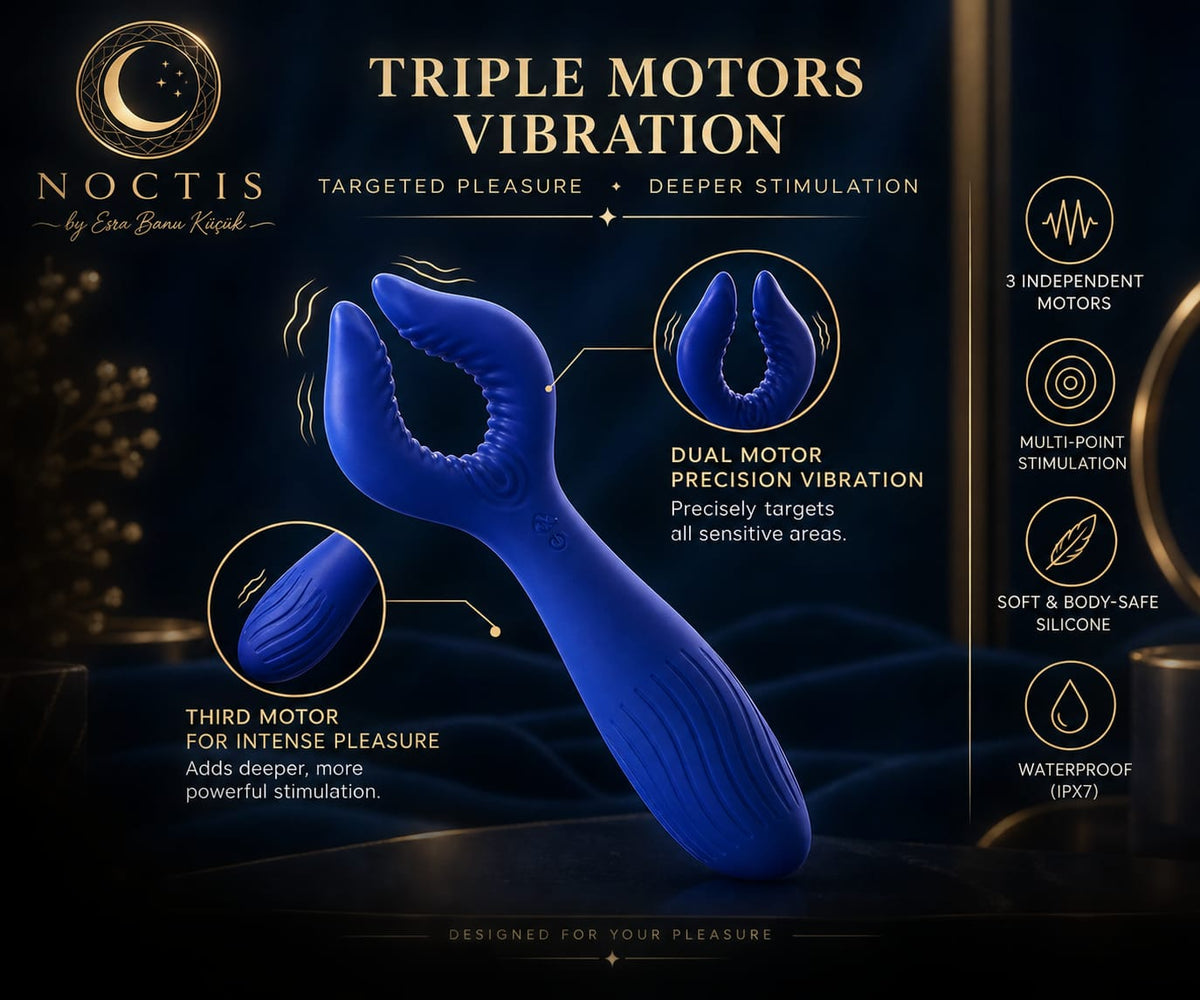 Triple Motors Couples Vibrator – 7 Frequency USB Rechargeable Waterproof Clitoral & Vaginal Stimulation Toy for Men and Women